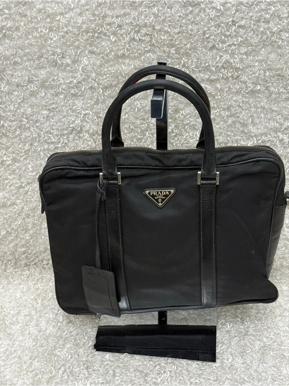 PRADA - Black Nylon Leather Business Bag